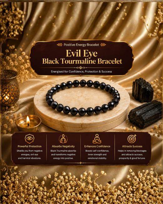 Evil Eye Black Tourmaline Bracelet
