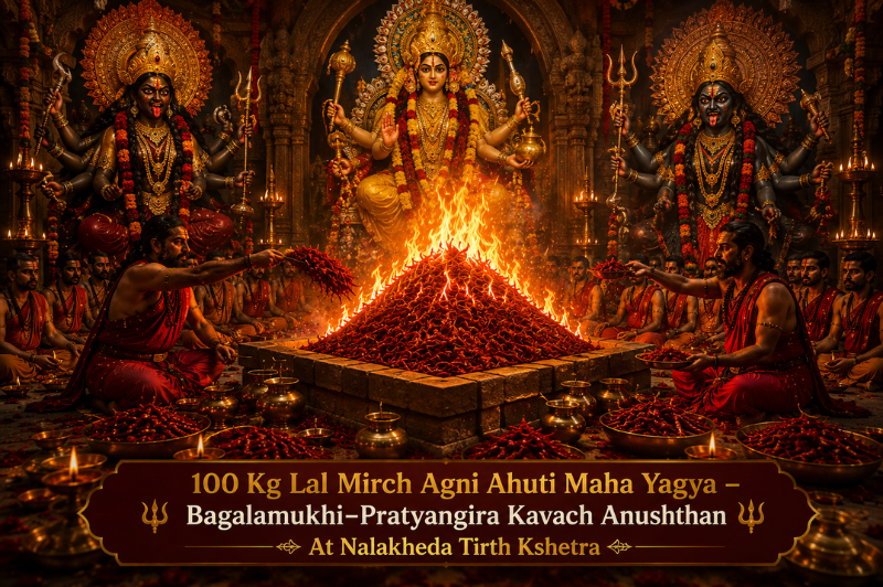 Amavasya Special – 100 Kg Lal Mirch Agni Ahuti Maha Yagya  Bagalamukhi–Pratyangira Kavach Anushthan