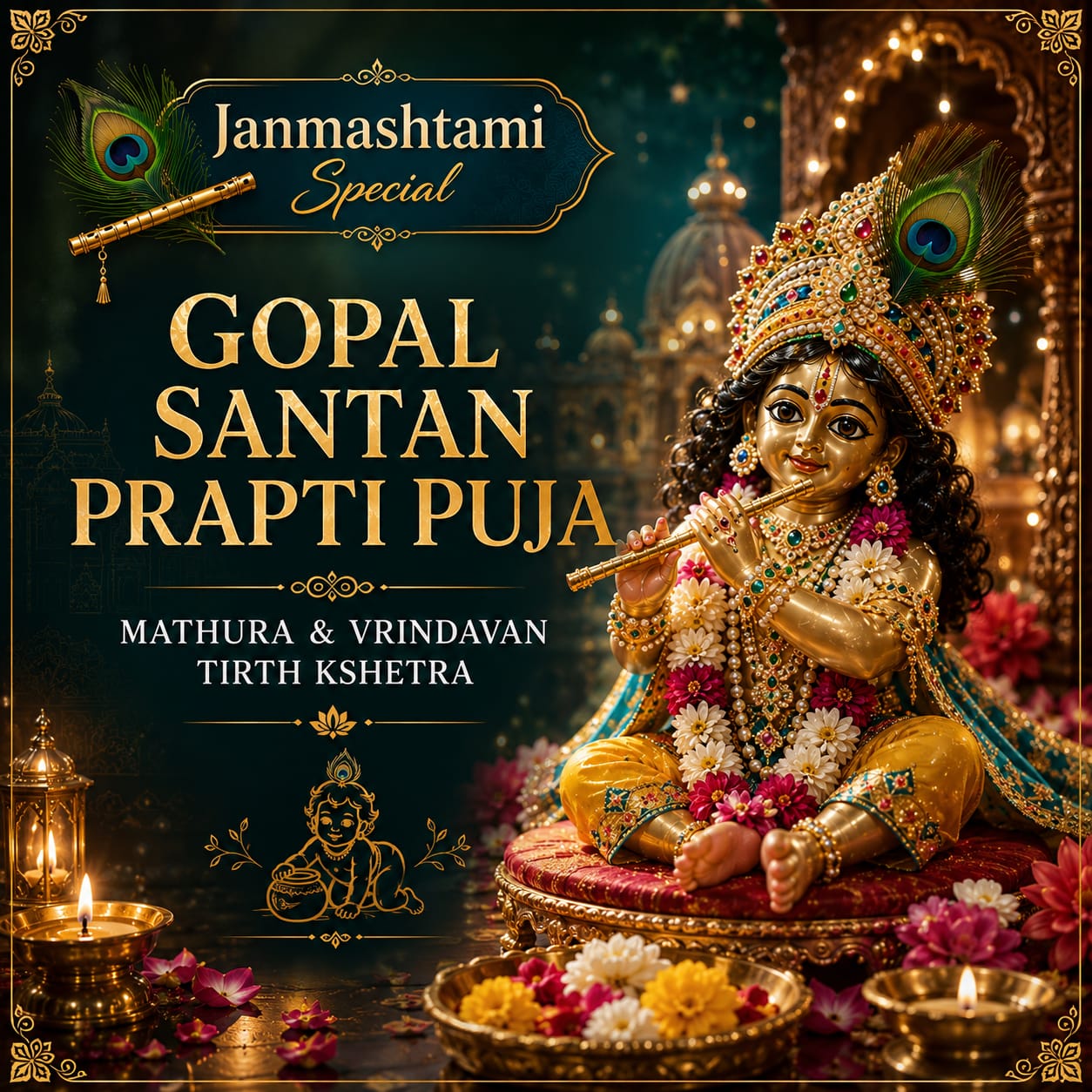 Janmashtami Special Shri Gopal Santan Prapti & Bal Kalyan Puja at Mathura Vrindavan Tirth Kshetra. 🦚🙏 